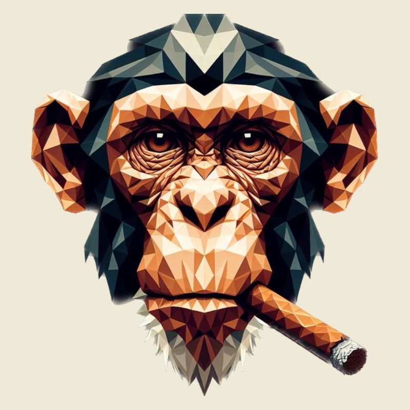Ein Affe mit Zigarre im Polygon-Stil
