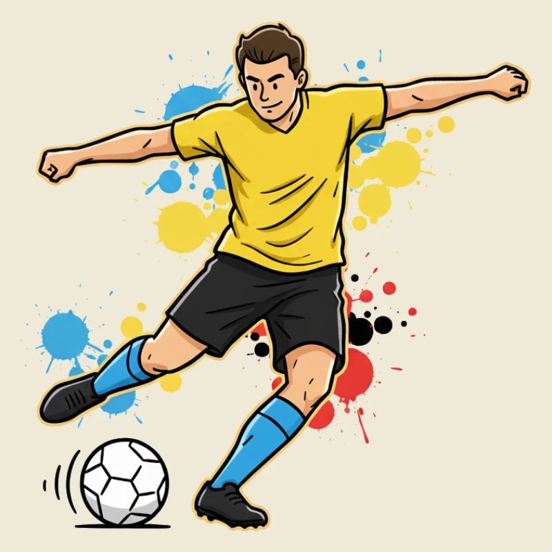 Soccer Player Comic Paint Splash Yellow