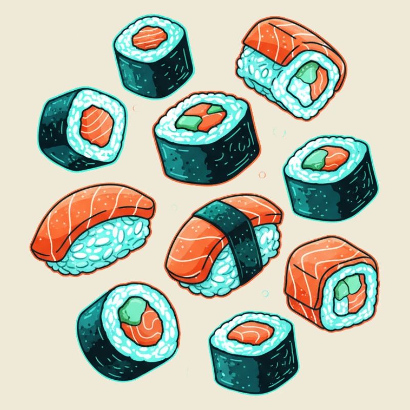 Sushi Pattern Cartoon Set