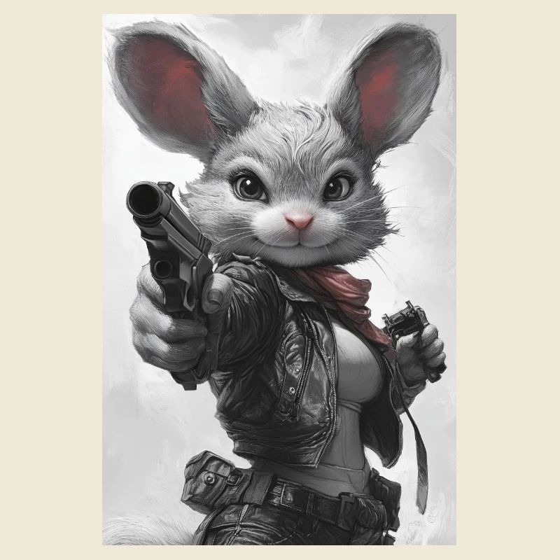 Action bunny in leather jacket