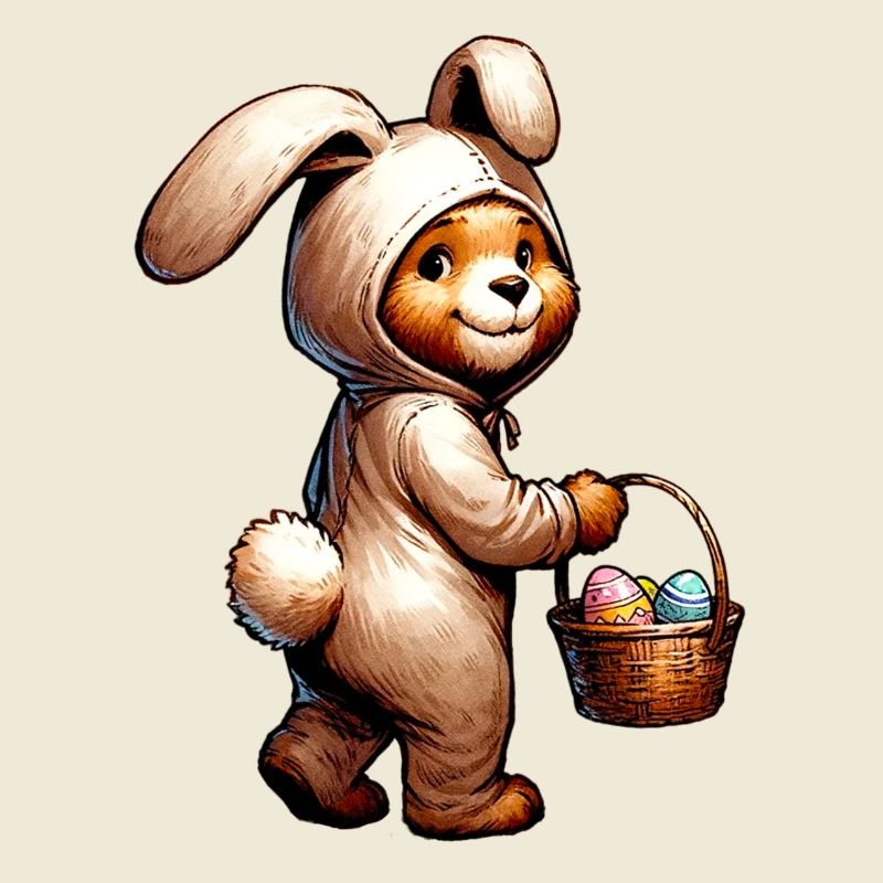 Osterhase Bär – Süßes Plüschtier mit Eierkorb