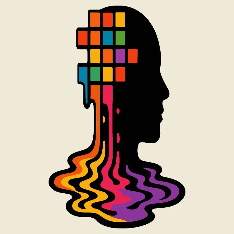 Rainbow Pixel Melt Portrait