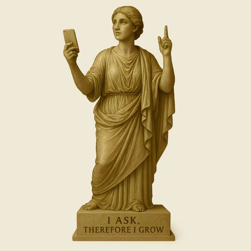 Ancient Philosopher Statue with Message