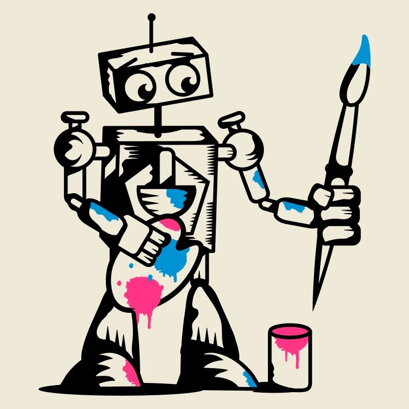 A robot with a paintbrush