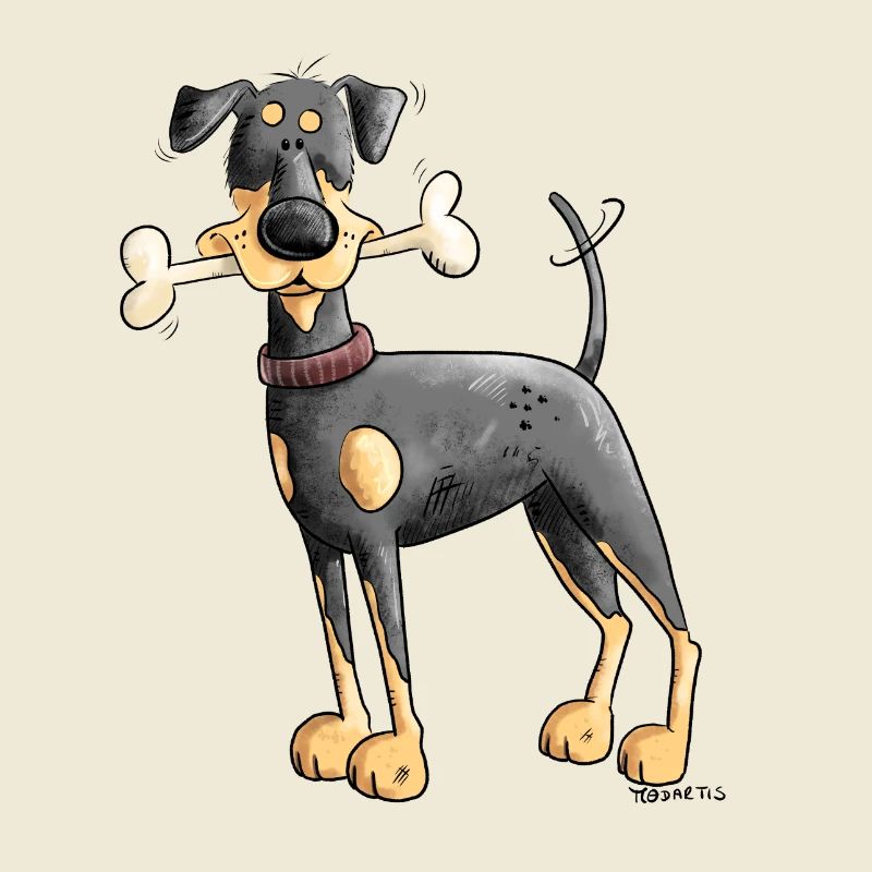 Dobermann Oder Pinscher mit Knochen