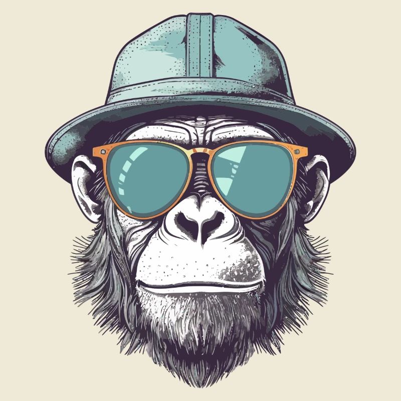 Cool monkey with sunglasses and hat