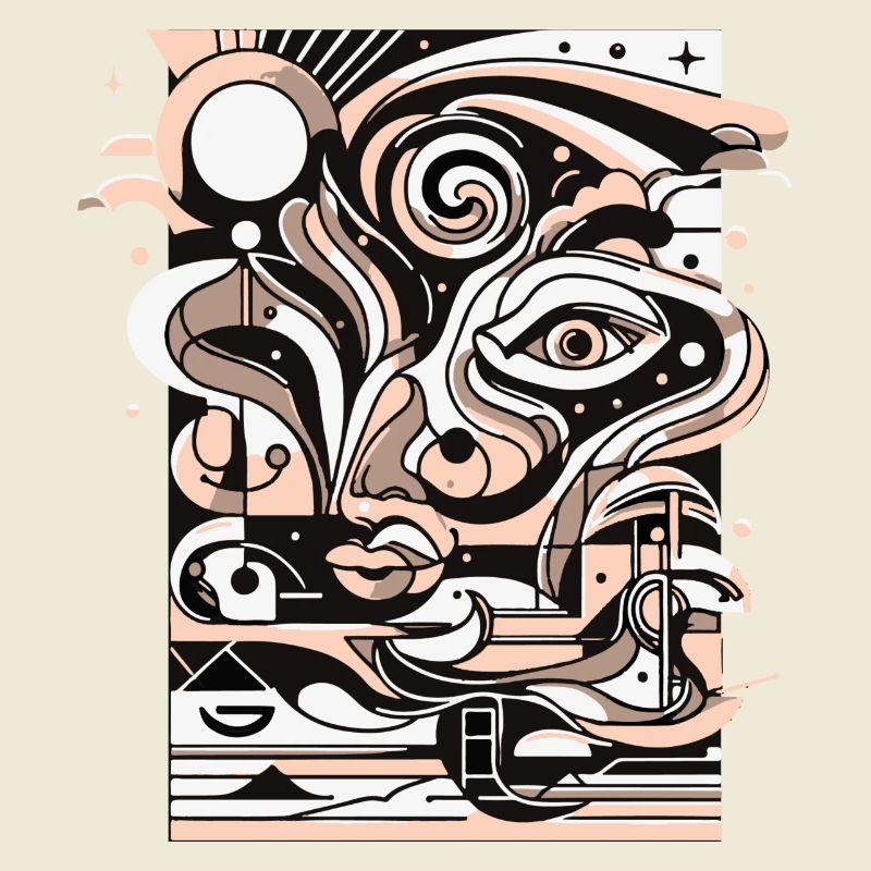 Surreal Line Face Pattern