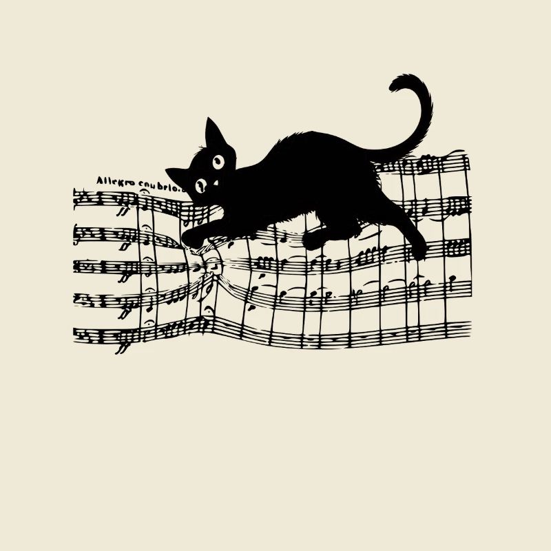 Chat Ludique Sur Partitions De Notes