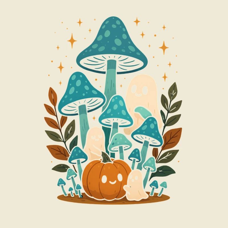 Fairytale ghosts and pumpkin scene