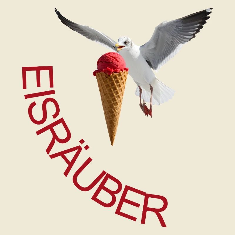 Möwe mit Eiscreme Eisräuber