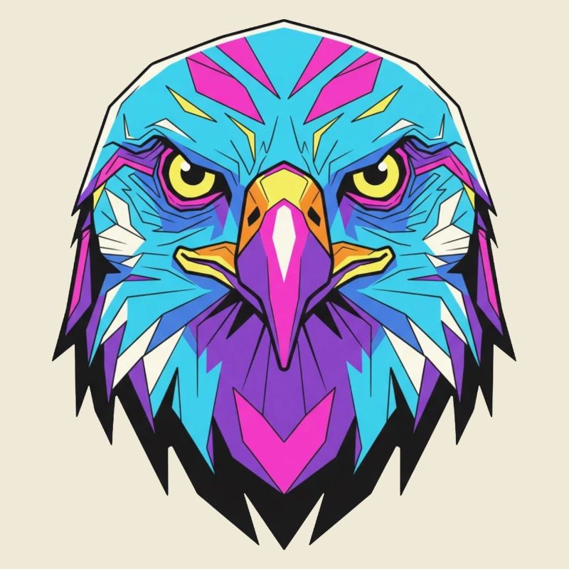 Geometric eagle in neon style
