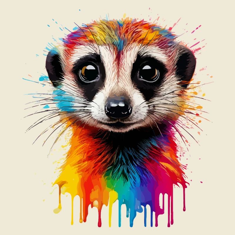 Impression de portrait de suricate coloré