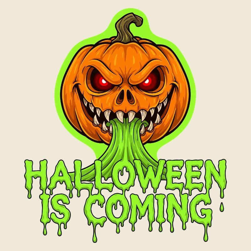 Halloween is coming: Spooky pumpkin with neon slime