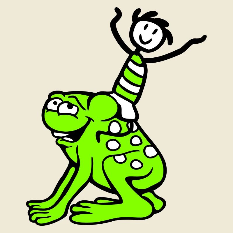 2 Friends Frog Boy Riding Team Toad Funny