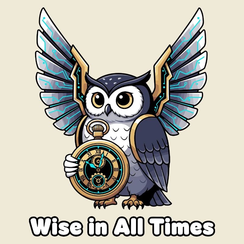 Wise Owl with Clock – Timeless Wisdom