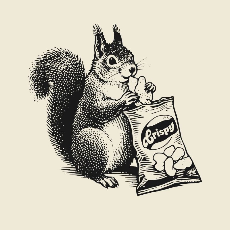 Écureuil avec des chips