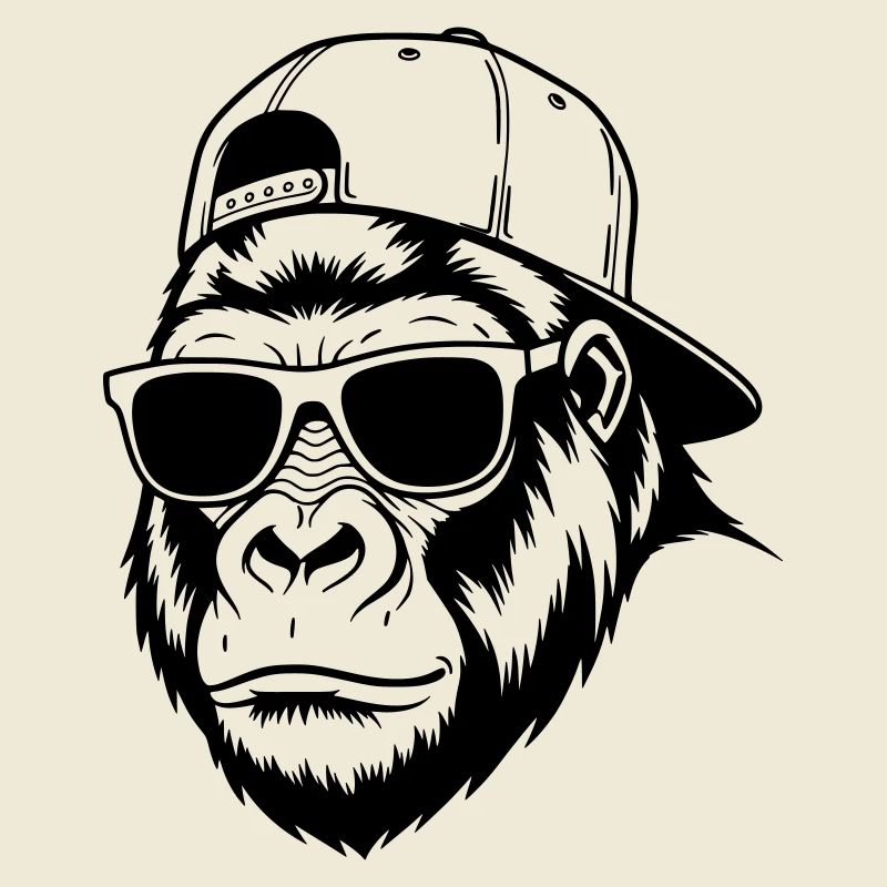 Cool gorilla with cap and sunglasses