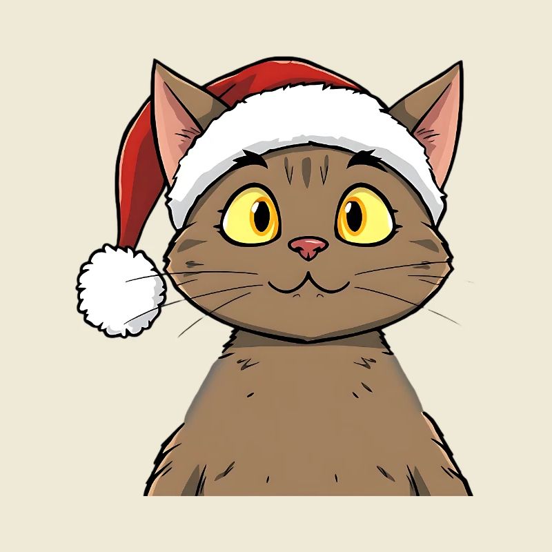 Chat de Noël mignon dans un style dessin animé mignon