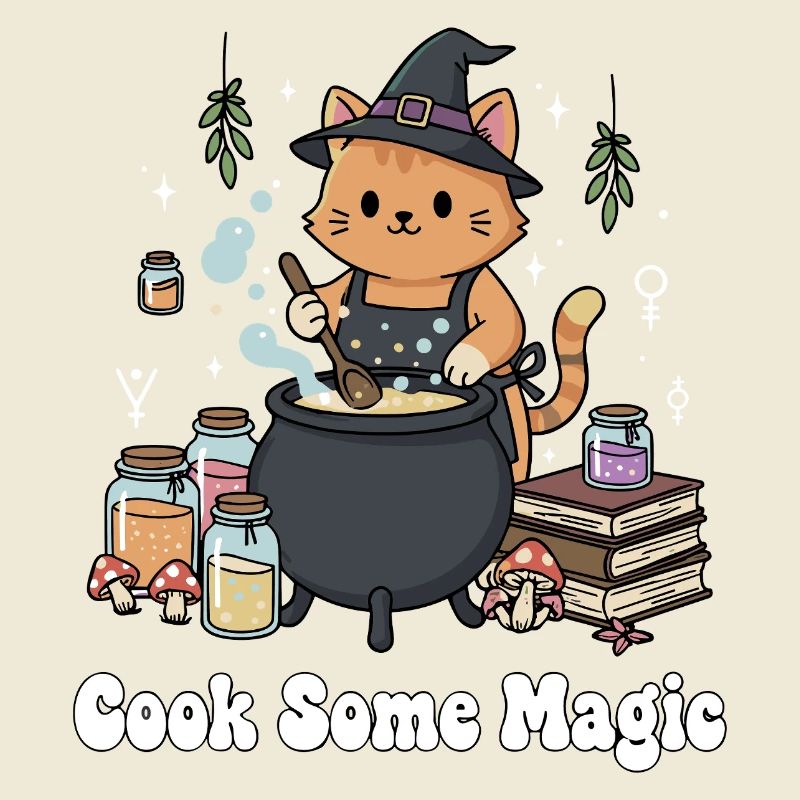 Le sorcier chat au chaudron