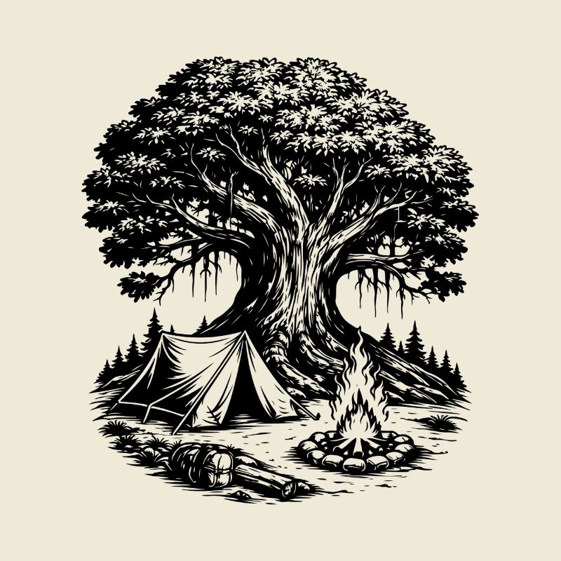 Camping Tent Forest Tree