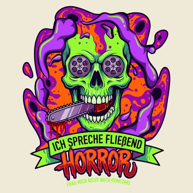 Neon Skull Horror with Tentacles