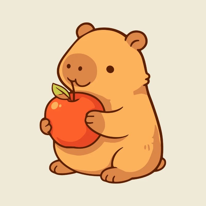 Capybara illustration with apple