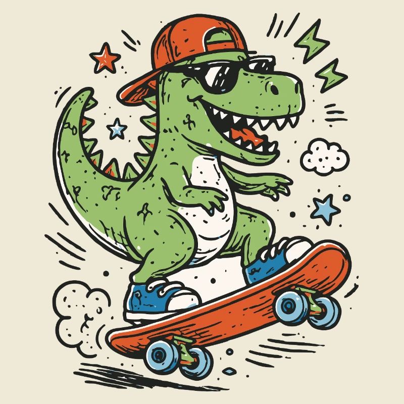 Krokodil auf Skateboard mit Cap