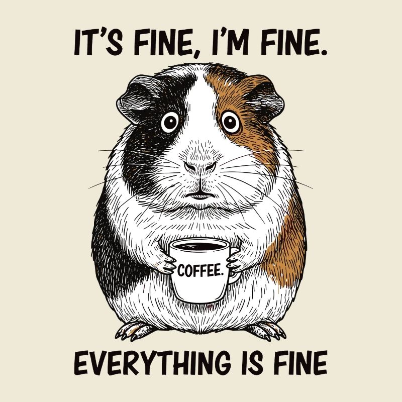 C’est bon, je vais bien café, cochon d’Inde.