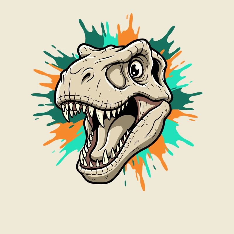 T-Rex Head with Paint Splashes