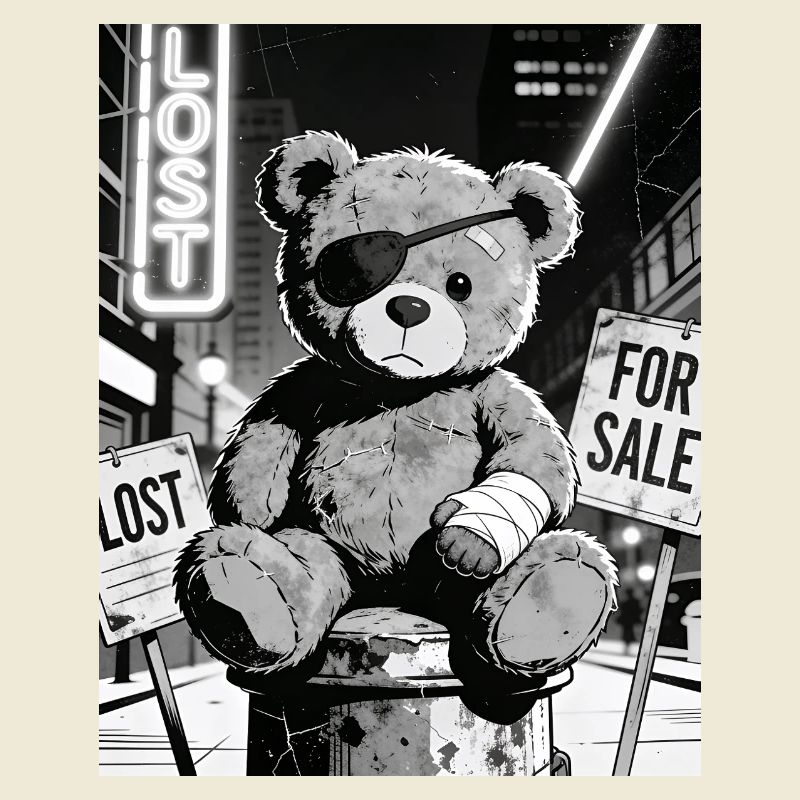 Neon Noir Bear with Eye Patch