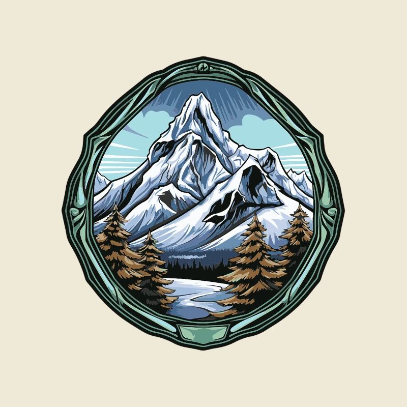 Mountain peaks in a forest frame