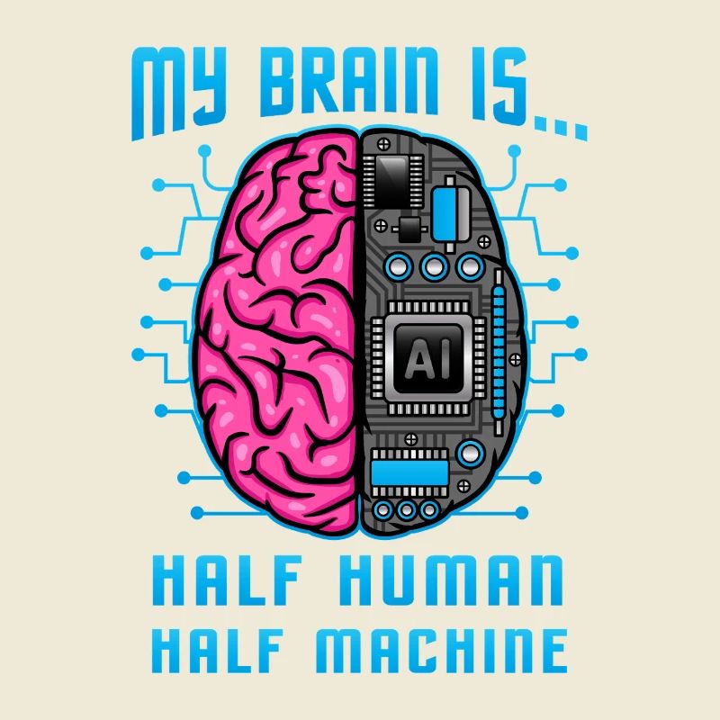 Half Human Half Machine Brain AI Graphic