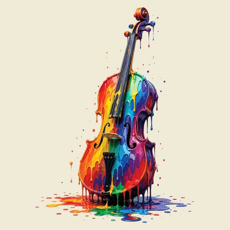 Viola with dripping paint