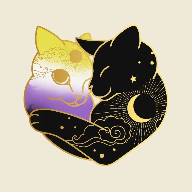 Nonbinary Cat Celestial Heart LGBT Pride Flag