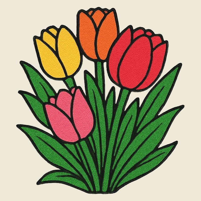 Floraison de la parcelle de tulipes