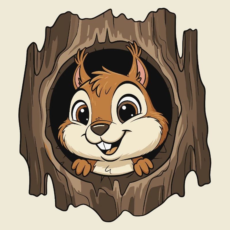 Forest chipmunk in the tree hole
