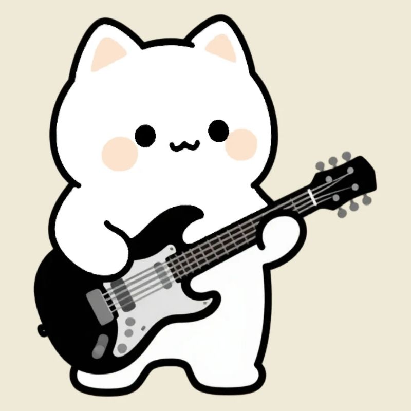 Kawaii Katze mit E-Gitarre