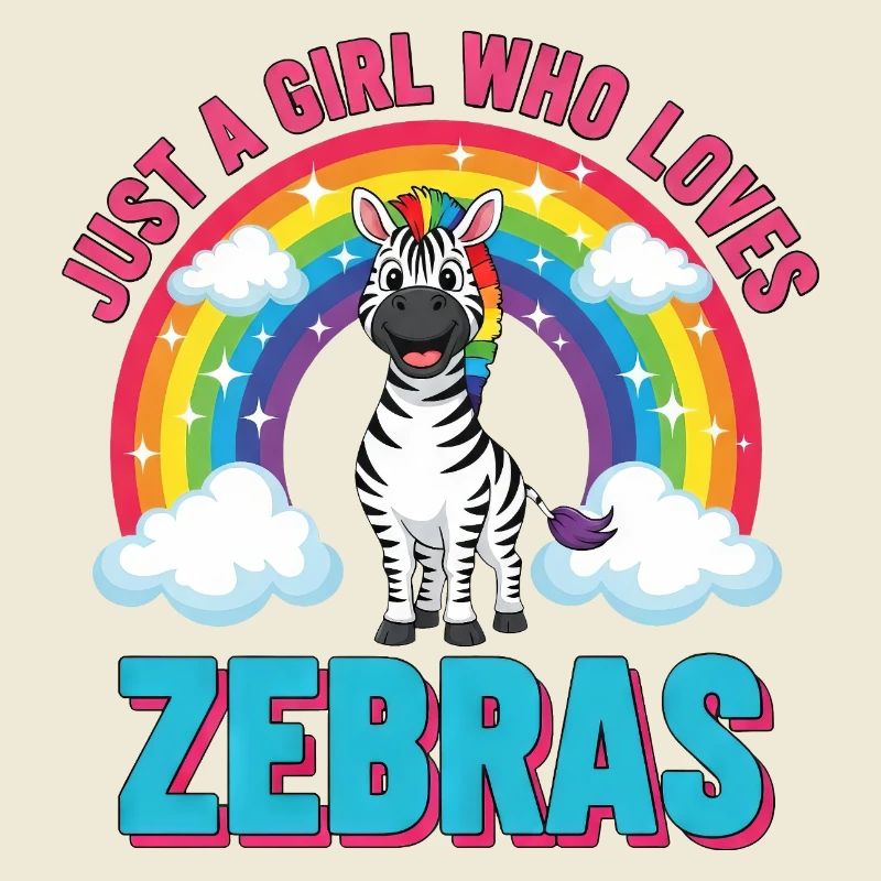 Süßes Zebra Cartoon Regenbogen Mädchen Spruch