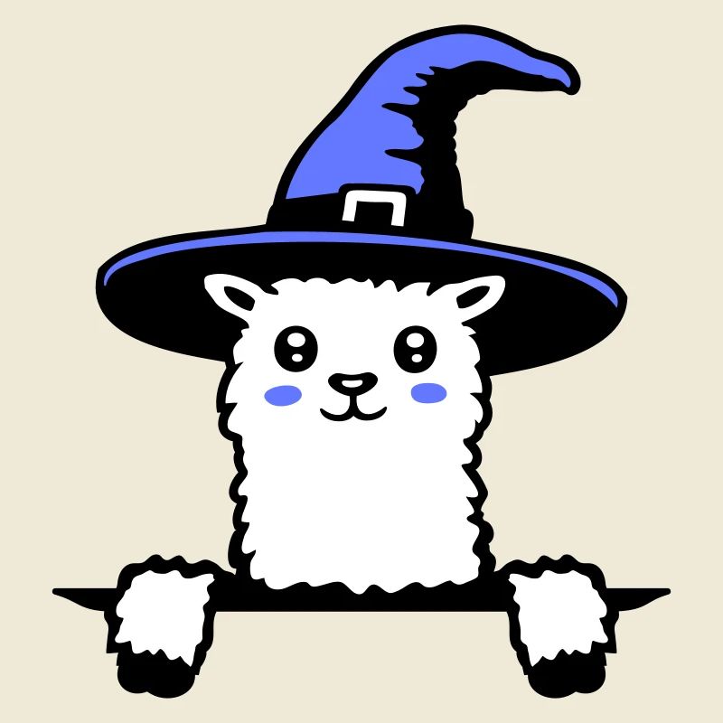 Llama Wizard Cute Look Magical Witch Hat Cute