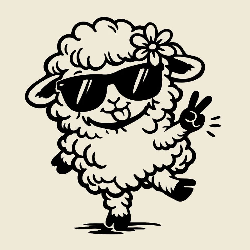 Dancing Sheep with Sunglasses Doodle