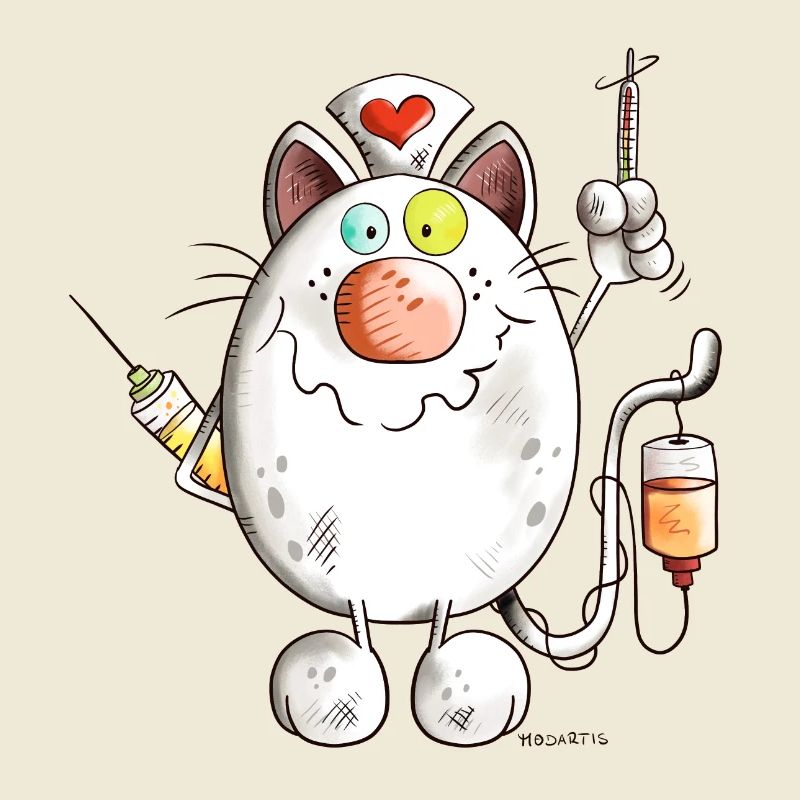 Krankenschwester Katze mit Herz - Comic