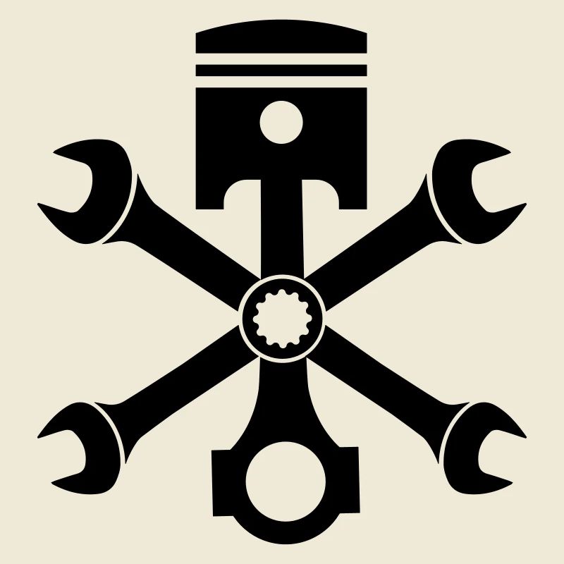 Engine piston screw wrench emblem crossed