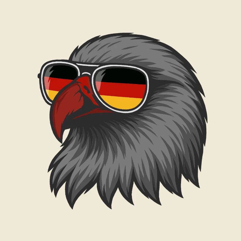 German Eagle with flag in DE glasses