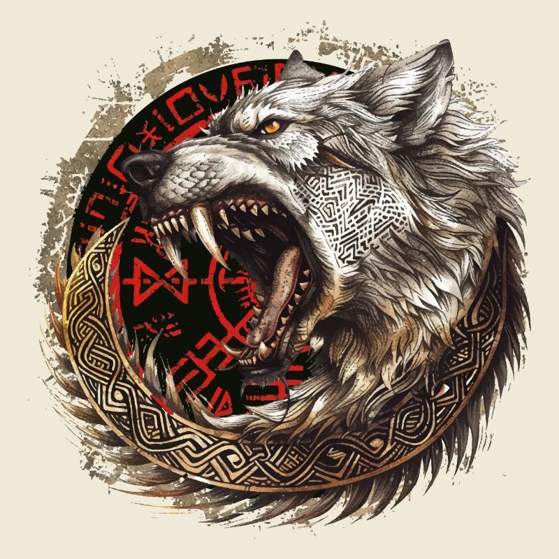 Viking Wolf Wolves Geri & Freki Valhalla d’Odin