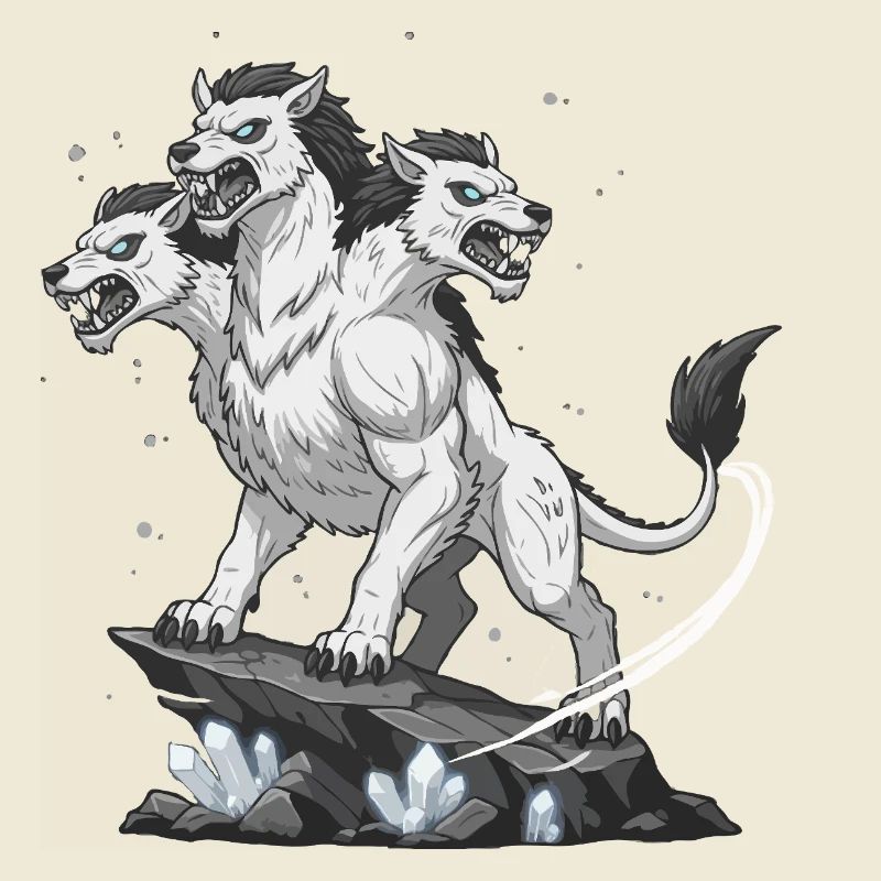 Three-headed monster wolf