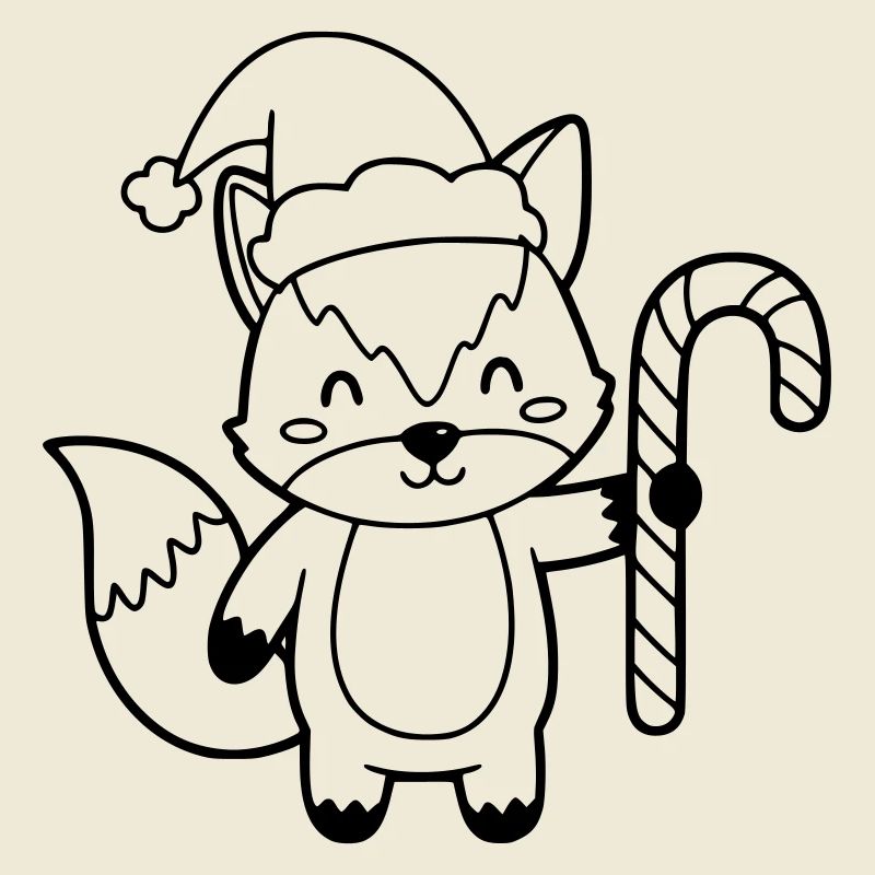 Renard de Noël avec illustration de canne d’orge