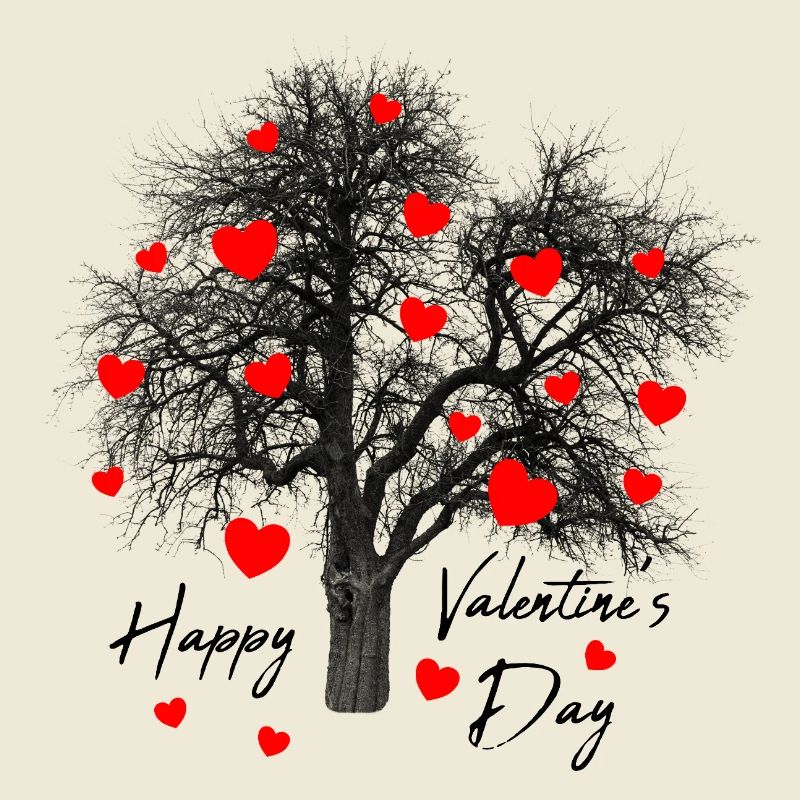 Rote Herzchen Baum mit Herzen Valentinstag Liebe