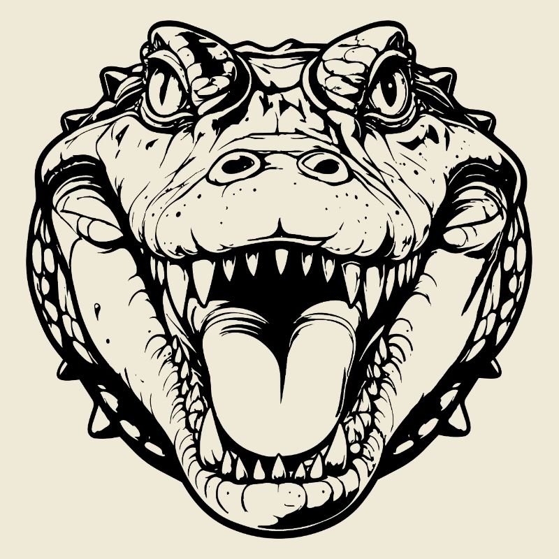 Crocodile Head Solid Color Crocodile Head Black Motif