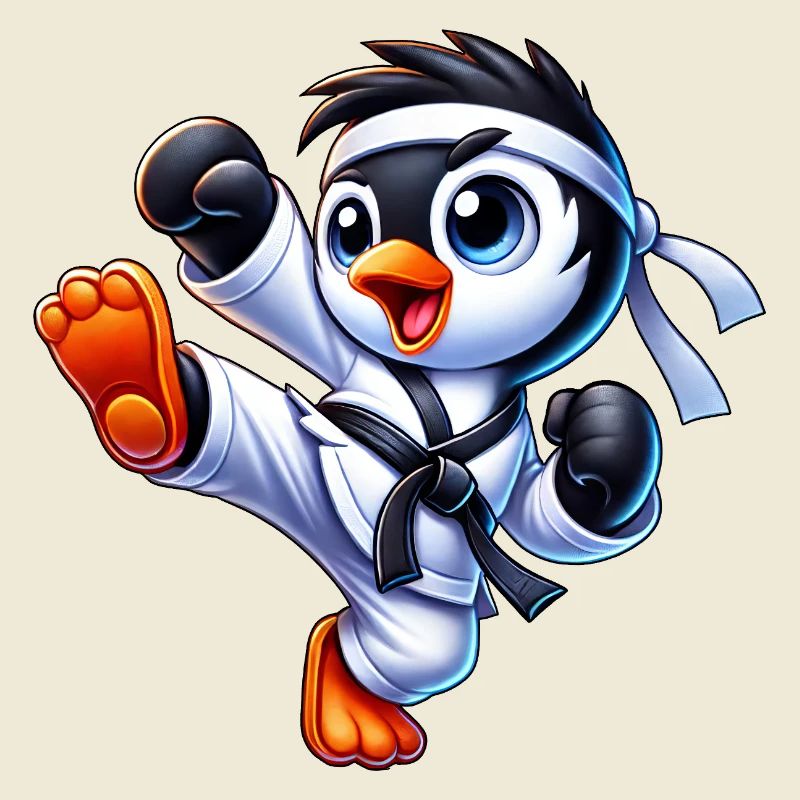 Cute Penguin Karate Kick Martial Arts