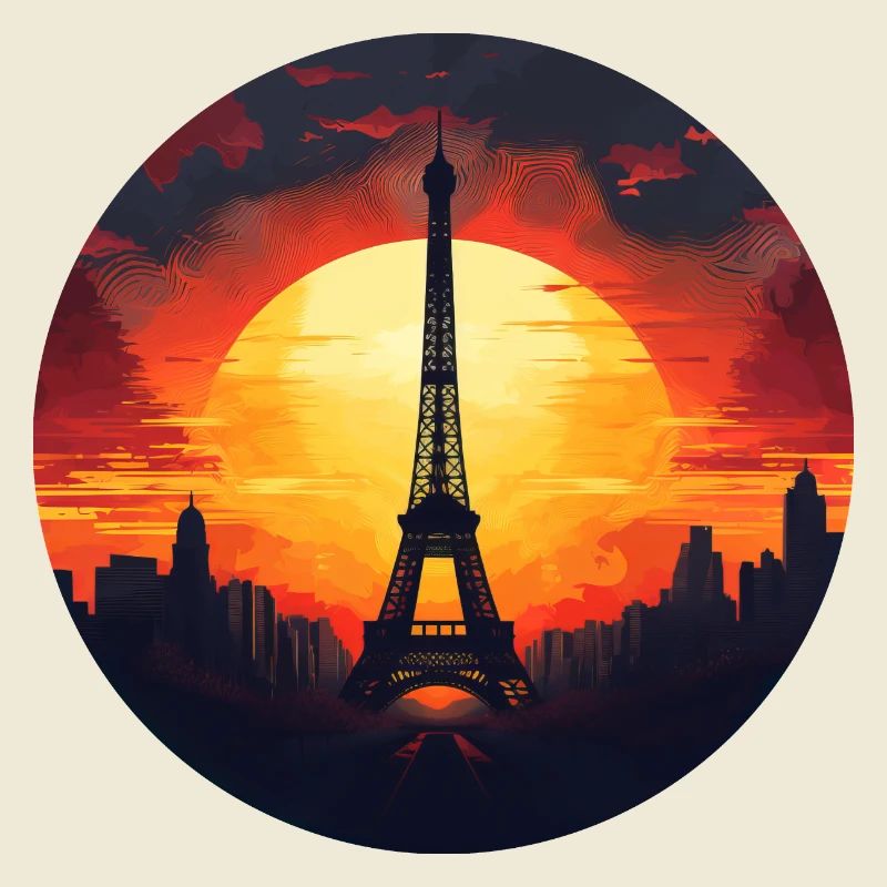 Paris Eiffel Tower at sunset, Romantic